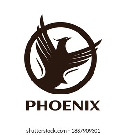 Eagle logo design vector. Phoenix hand drawn with circle logo
