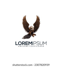 Eagle in  logo design Vector. Red Blue eagle symbol, emblem. American Eagle logo design vector Illustration. Black Silhouette Phoenix icon template design Concept.