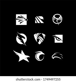 Eagle Logo design vector template negative space. Creative Wild Bird Falcon Hawk Logotype concept icon.