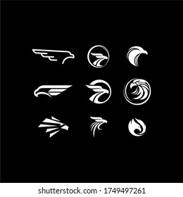 Eagle Logo design vector template negative space. Creative Wild Bird Falcon Hawk Logotype concept icon.