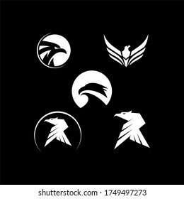 Eagle Logo design vector template negative space. Creative Wild Bird Falcon Hawk Logotype concept icon.