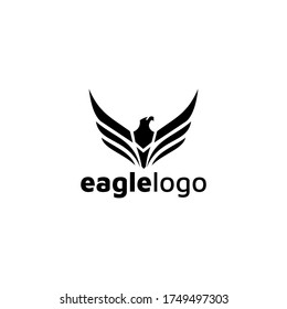 Eagle Logo design vector template negative space. Creative Wild Bird Falcon Hawk Logotype concept icon.