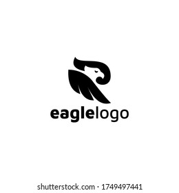 Eagle Logo design vector template negative space. Creative Wild Bird Falcon Hawk Logotype concept icon.