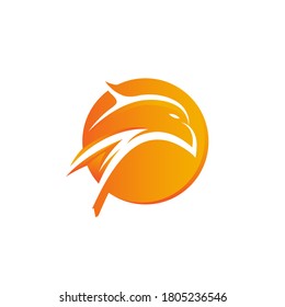 Eagle Logo design vector template negative space. Creative Wild Bird Falcon Hawk in circle Logotype concept icon.