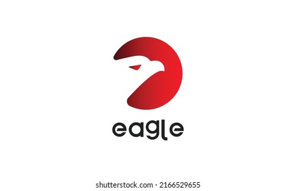 Eagle Logo design vector template negative space. Creative Wild Bird Falcon Hawk in circle Logotype concept icon.