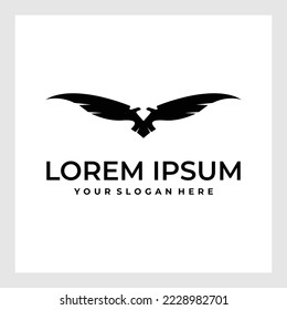  Eagle Logo design vector template negative space. Creative Wild Bird Falcon Hawk Logotype concept icon.