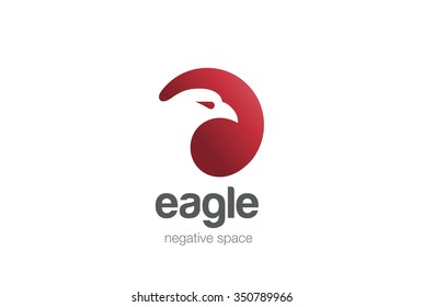 Eagle Logo design vector template negative space.
Creative Wild Bird Falcon Hawk in circle Logotype concept icon.