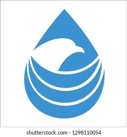 Eagle Logo Design Vector in Water