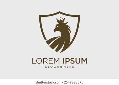 Eagle logo design eagle wings vector illustration with shield icon and creative idea