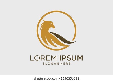 Eagle logo design eagle wings vector illustration with circle concept and creative idea