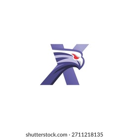 Eagle Logo Design with X, Inspired by the Bird Emblem, for Business Name. Isolated on white background.