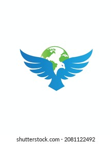 Eagle Logo With Earth, Creative Symbol, Icon