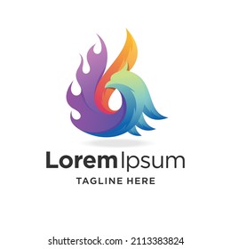 Eagle logo with fire concept