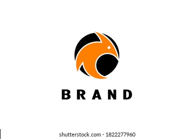 Eagle logo with fire design concept, creative simple and minimalist logo design, isolated on white background.