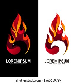 Eagle logo with fire icon, Phoenix logo template, Fire-bird, Eagle logo