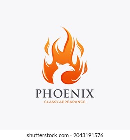 Eagle logo with fire icon, Phoenix logo template, Fire-bird, Eagle logo
