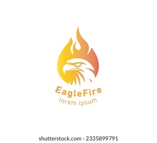 Eagle logo with fire icon, Phoenix logo template, Fire-bird, Eagle logoogo template vector illustration design