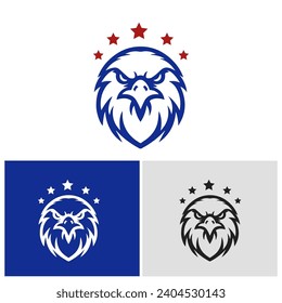Eagle logo with five stars, suitable for natural community and military logos