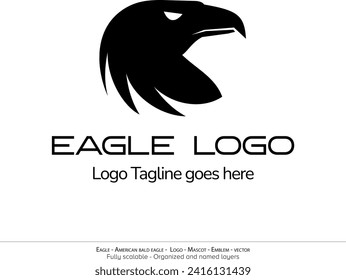 Eagle Logo, Flying Bird Emblem. dove mascot. American Bald Eagle silhouette logo. Minimal design, minimalistic logo vector