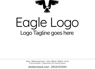 Eagle Logo, Flying Bird Emblem. dove mascot. American Bald Eagle silhouette logo. Minimal design, minimalistic logo vector