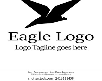 Eagle Logo, Flying Bird Emblem. dove mascot. American Bald Eagle silhouette logo. Minimal design, minimalistic logo vector