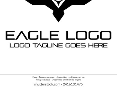Eagle Logo, Flying Bird Emblem. dove mascot. American Bald Eagle silhouette logo. Minimal design, minimalistic logo vector