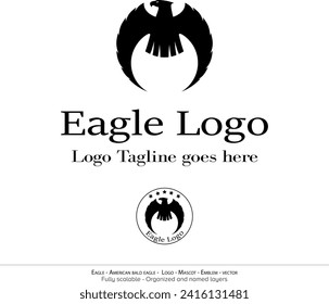 Eagle Logo, Flying Bird Emblem. dove mascot. American Bald Eagle silhouette logo. Minimal design, minimalistic logo vector