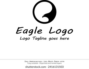 Eagle Logo, Flying Bird Emblem. dove mascot. American Bald Eagle silhouette logo. Minimal design, minimalistic logo vector