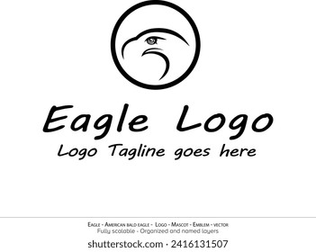 Eagle Logo, Flying Bird Emblem. dove mascot. American Bald Eagle silhouette logo. Minimal design, minimalistic logo vector