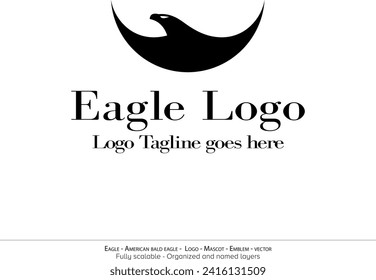 Eagle Logo, Flying Bird Emblem. dove mascot. American Bald Eagle silhouette logo. Minimal design, minimalistic logo vector