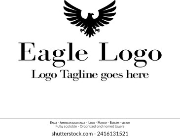 Eagle Logo, Flying Bird Emblem. dove mascot. American Bald Eagle silhouette logo. Minimal design, minimalistic logo vector