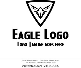 Eagle Logo, Flying Bird Emblem. dove mascot. American Bald Eagle silhouette logo. Minimal design, minimalistic logo vector