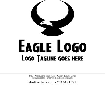Eagle Logo, Flying Bird Emblem. dove mascot. American Bald Eagle silhouette logo. Minimal design, minimalistic logo vector