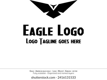 Eagle Logo, Flying Bird Emblem. dove mascot. American Bald Eagle silhouette logo. Minimal design, minimalistic logo vector