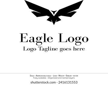 Eagle Logo, Flying Bird Emblem. dove mascot. American Bald Eagle silhouette logo. Minimal design, minimalistic logo vector