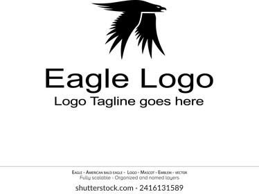 Eagle Logo, Flying Bird Emblem. dove mascot. American Bald Eagle silhouette logo. Minimal design, minimalistic logo vector