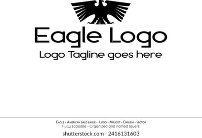 Eagle Logo, Flying Bird Emblem. dove mascot. American Bald Eagle silhouette logo. Minimal design, minimalistic logo vector