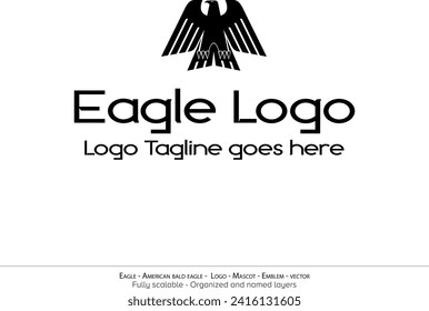 Eagle Logo, Flying Bird Emblem. dove mascot. American Bald Eagle silhouette logo. Minimal design, minimalistic logo vector