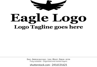 Eagle Logo, Flying Bird Emblem. dove mascot. American Bald Eagle silhouette logo. Minimal design, minimalistic logo vector