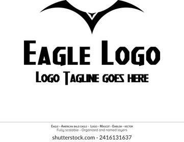 Eagle Logo, Flying Bird Emblem. dove mascot. American Bald Eagle silhouette logo. Minimal design, minimalistic logo vector