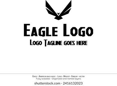 Eagle Logo, Flying Bird Emblem. dove mascot. American Bald Eagle silhouette logo. Minimal design, minimalistic logo vector