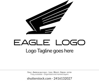 Eagle Logo, Flying Bird Emblem. dove mascot. American Bald Eagle silhouette logo. Minimal design, minimalistic logo vector