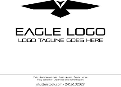 Eagle Logo, Flying Bird Emblem. dove mascot. American Bald Eagle silhouette logo. Minimal design, minimalistic logo vector