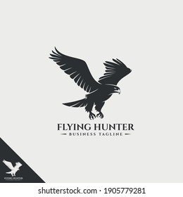 Eagle Logo with Flying Hunter design concept 