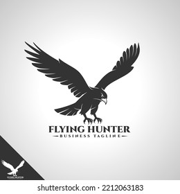 Eagle Logo with Flying Hunter design concept