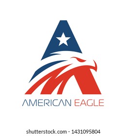 Eagle Logo Formed in Letter A with Blue and Red Color