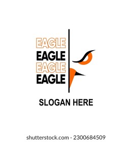 eagle logo, forming half Eagle face staring intently.vector illustration