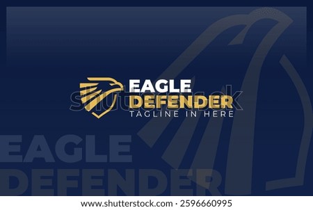 Eagle logo forming a shield symbol with gold color