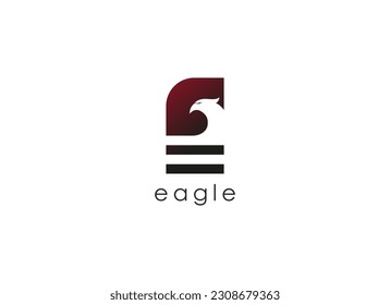 Eagle Logo. Geometric Shape Eagle Head Negative Space isolated on White Background. Flat Vector Logo Design Template Element.