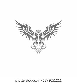 Logotipo de águila, logotipo de águila geométrica que simboliza la libertad y el misterio.